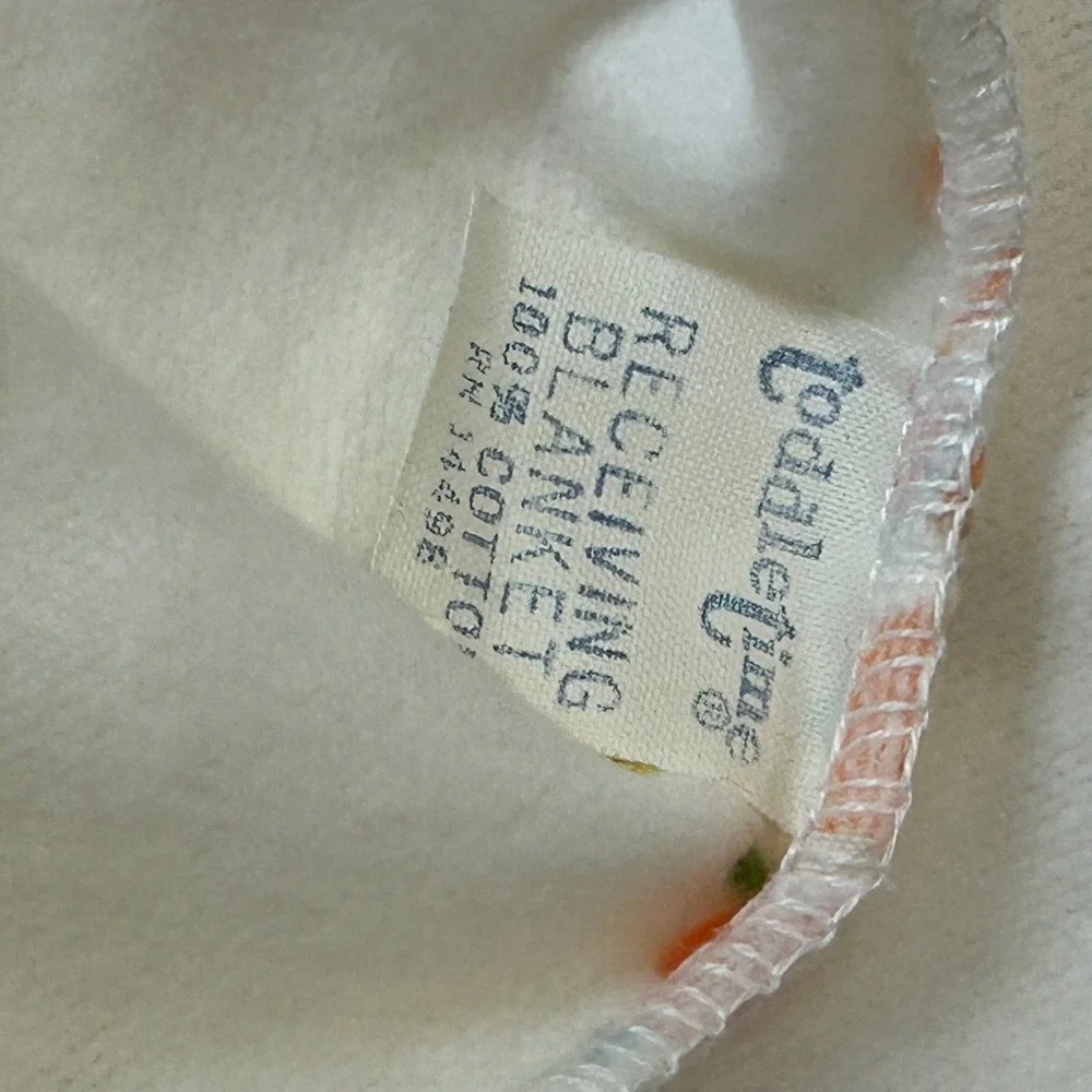 Vintage Toddle Time Mushroom Children Cotton Flannel Receiving Blanket 36x27